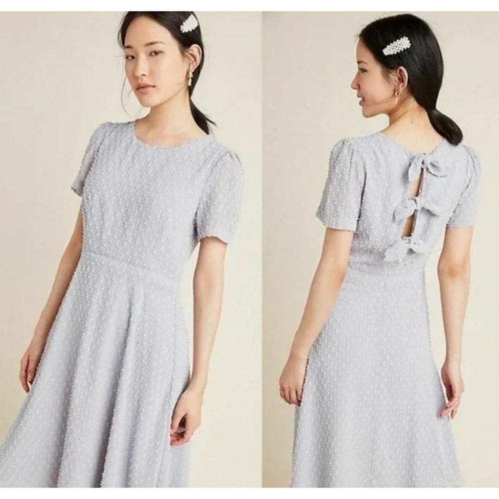 NWT Anthropologie Sunday In Brooklyn Textured Gray Chiffon Dress Size Small